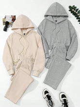 2pcs/set Zipper Hoodie And Sweatpants Set